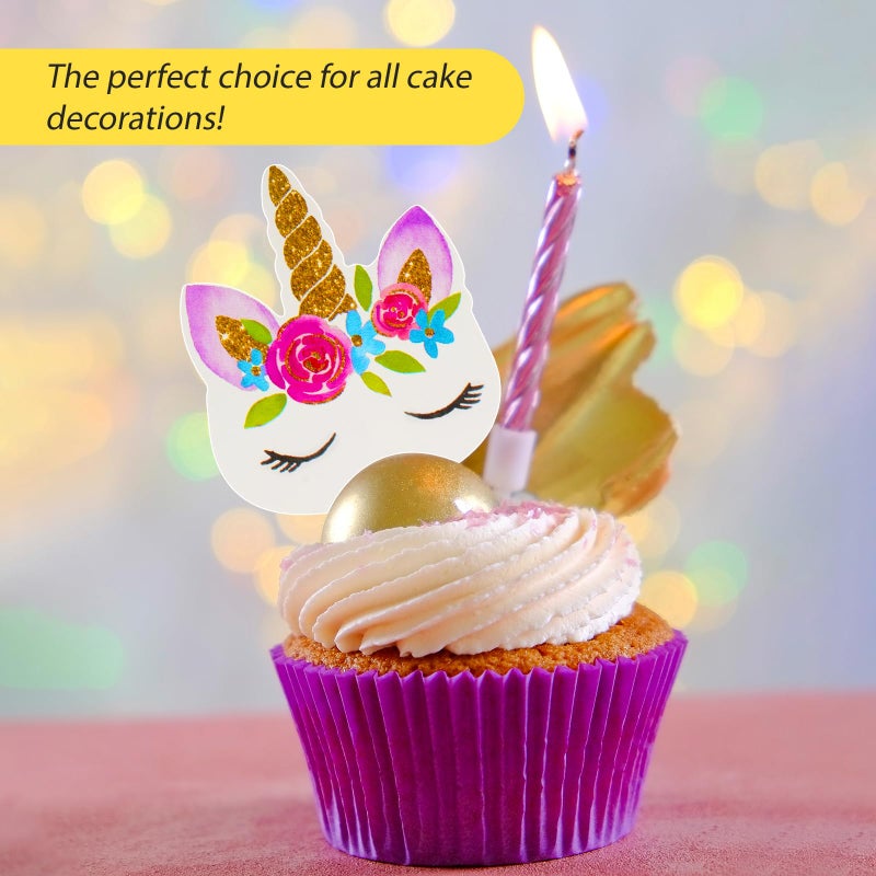 Coopache 48 Pieces Rainbow Unicorn Cupcake Toppers, Cupcake Picks Cake Decorations, Double Sided Unicorn Cake Topper Set Birthday Baby Shower Party Supplies - Image 5